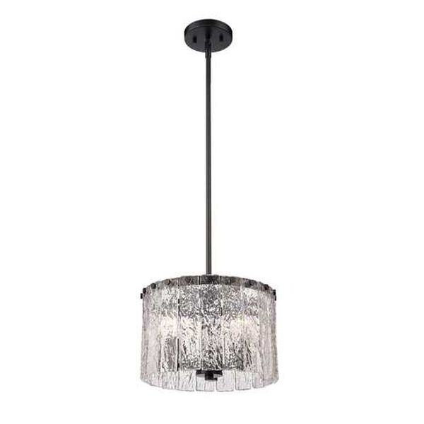 Glacier Matte Black Three-Light Pendant with Clear Glass Shade, image 5