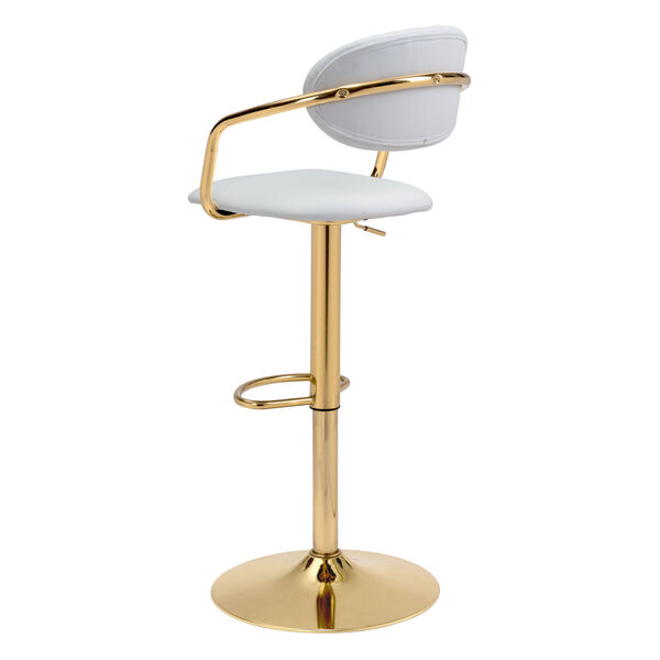 Gusto White and Gold Bar Stool, image 6