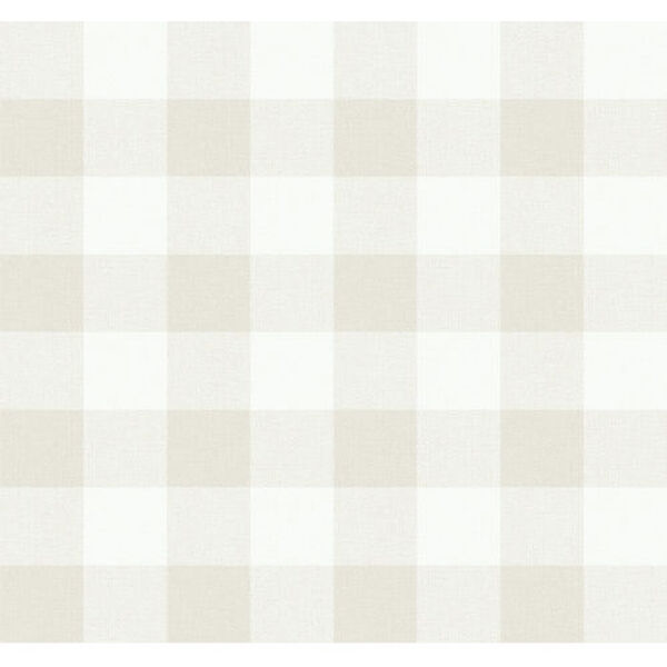 Beach House Sand and White Picnic Plaid Unpasted Wallpaper - (Open Box), image 1