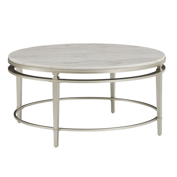 Lynn Champagne Silver Marble Top Coffee Table, image 1