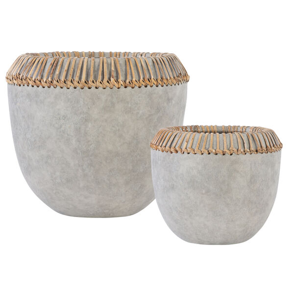 Aponi Gray Concrete Ray Bowls, Set of 2, image 1