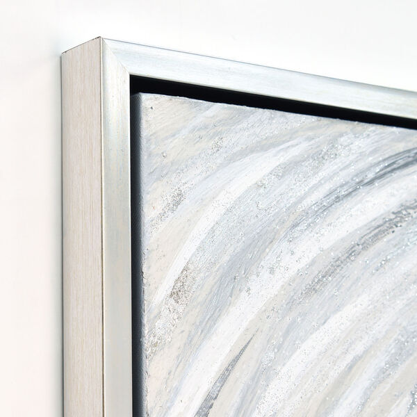 Silver Swirl Textured Metallic Framed Hand Painted Wall Art, image 4