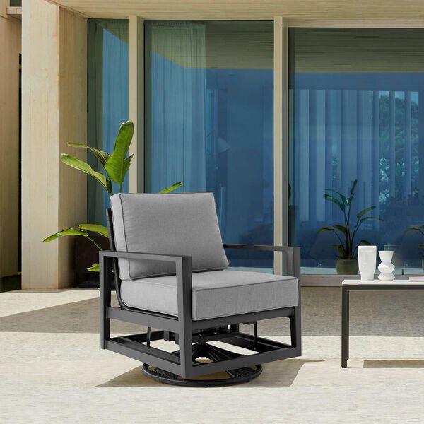 Grand Black Outdoor Swivel Chair, image 4