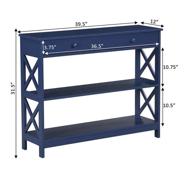 Oxford One Drawer Console Table in Cobalt Blue, image 4