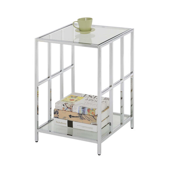 Mission Clear Glass and Chrome 16-Inch End Table, image 2
