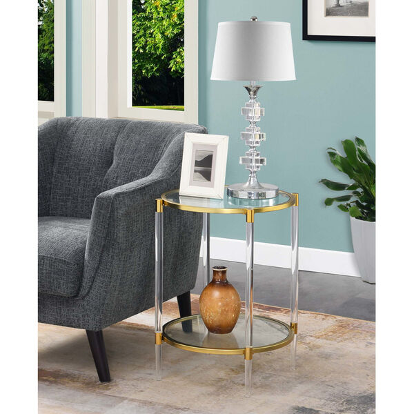 Royal Crest Clear and Gold Acrylic Glass End Table, image 2