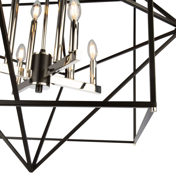 Roxton Matte Black and Polished Nickel Eight-Light Chandelier, image 6