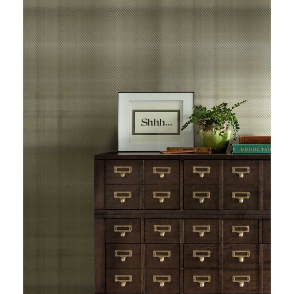 Ronald Redding Beige Sterling Plaid Non Pasted Wallpaper, image 2