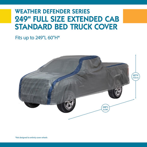Weather Defender Grey and Navy Blue Pickup Truck Cover for Extended Cab Standard Bed Trucks up to 20 Ft. 9 In. Long, image 3