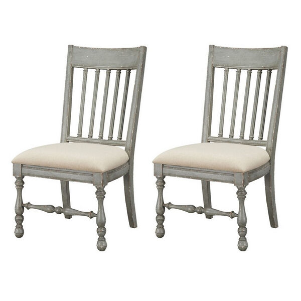 Weston Blue Gray and Cream Upholstered Dining Chair, Set of 2, image 1