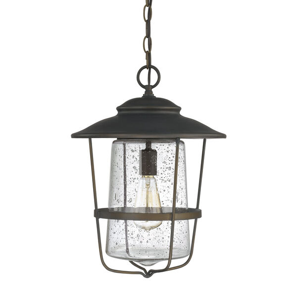 Creekside Old Bronze One-Light Outdoor Hanging Lantern with Seeded Glass, image 1