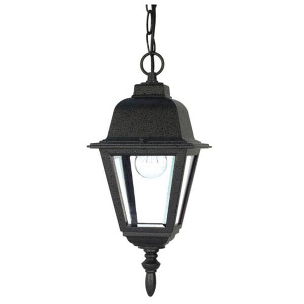 Briton Textured Black One-Light Outdoor Pendant with Clear Glass, image 1