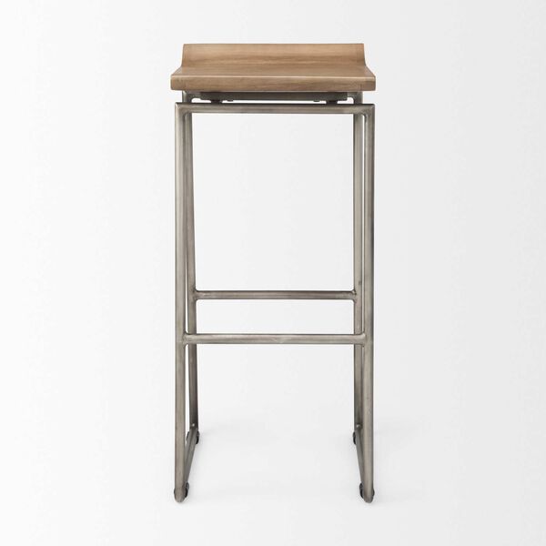 Givens Brown and Silver Metal Frame Bar Stool, image 2