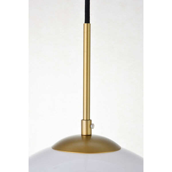 Baxter Brass and Frosted White 11-Inch One-Light Pendant, image 5