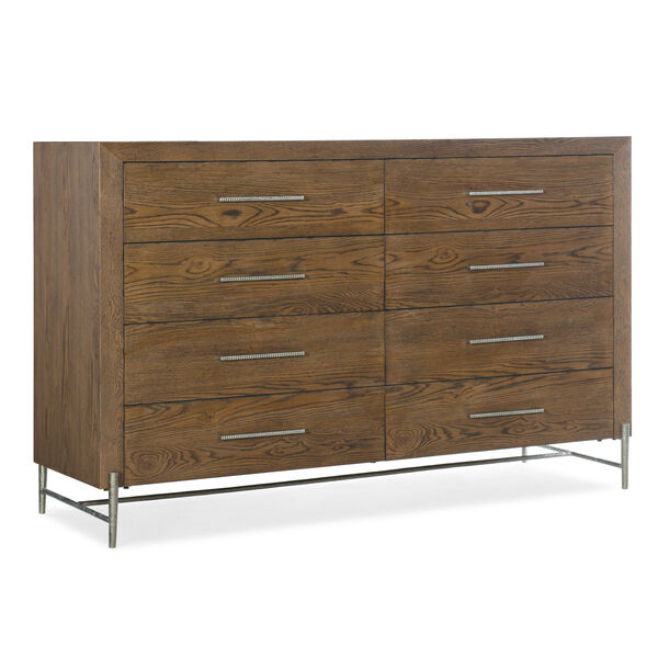 Chapman Warm Brown and Pewter Eight-Drawer Dresser, image 1