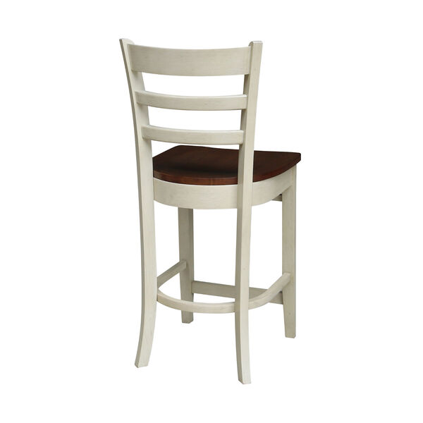 Emily Antiqued Almond and Espresso Counter Stool, image 5