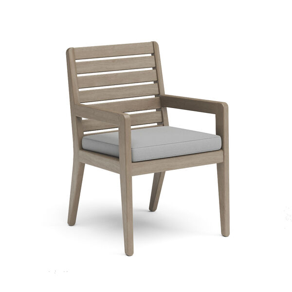 Sustain Rattan and Gray Outdoor Dining Chair with Arms, Set of 2, image 1