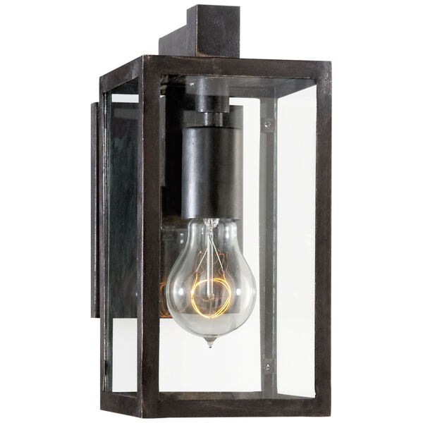 Fresno Framed Short Sconce in Aged Iron with Clear Glass by Chapman and Myers, image 1