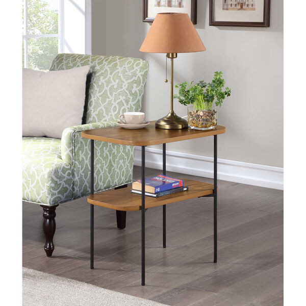 Lunar Driftwood and Black Chairside End Table with Shelf, image 2