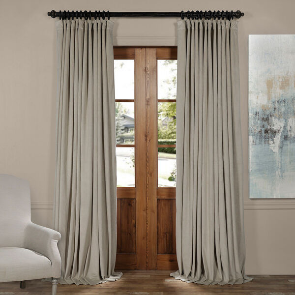 Cool Beige 120 x 100-Inch Doublewide Blackout Velvet Curtain, image 1