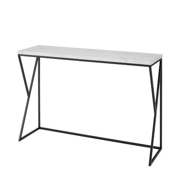 Lana Faux White Marble and Black Geometric Side Entry Table, image 5