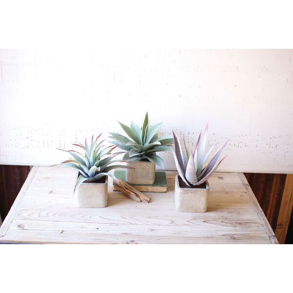 Large Artificial Succulents in Square Pots, Set of 3, image 1