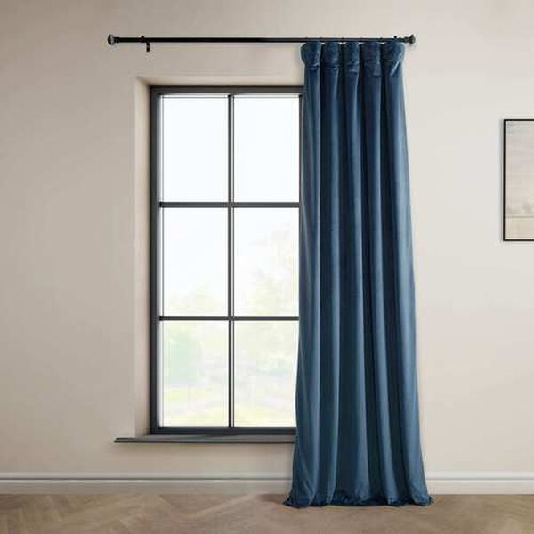 Blue 96 x 50 In. Plush Velvet Curtain Single Panel, image 7