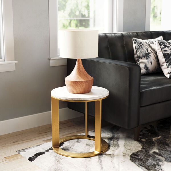 Helena White and Gold Side Table, image 2