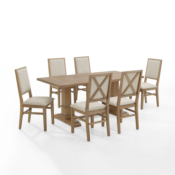 Crosley Furniture Joanna Rustic Brown Creme Seven-Piece Dining Set with Six  Upholstered Back Chairs KF13067RB-RB | Bellacor