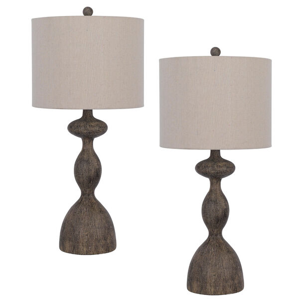 Nampa Distressed Wood Two-Light Resin Table Lamp, Set of 2, image 1