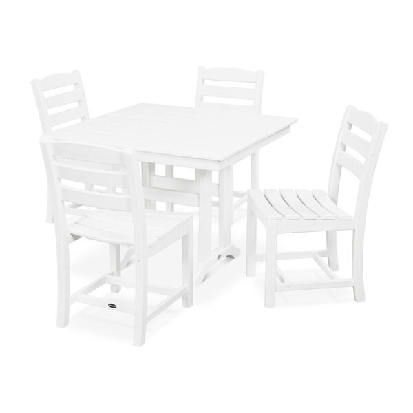La Casa Cafe White Trestle Side Chair Dining Set, 5-Piece, image 1