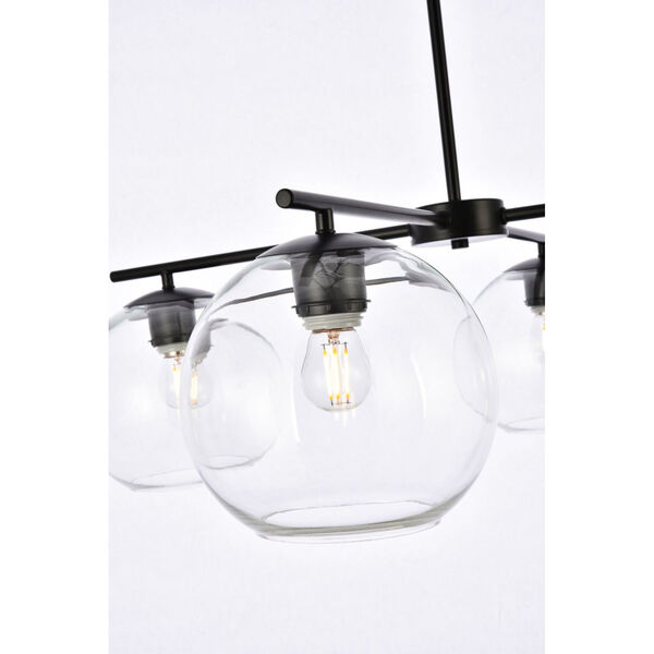 Opus Black and Clear Four-Light Pendant, image 4