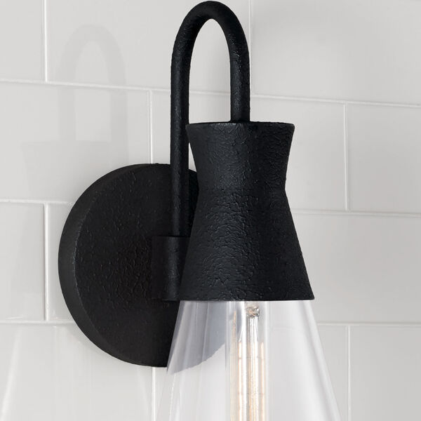 Paloma Textured Black One-Light Sconce with Clear Glass, image 2