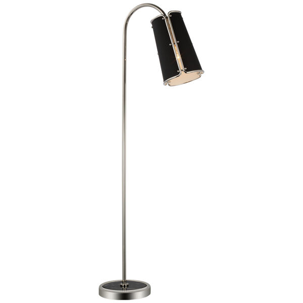 Hastings Medium Floor Lamp in Polished Nickel with Black Shade by Carrier and Company, image 1