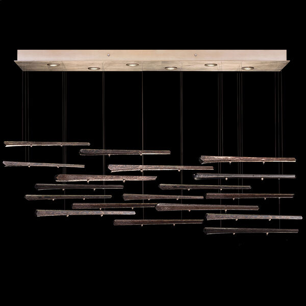 Elevate Eight-Light Rectangular LED Pendant with 18 Sculpted Glass Spires, image 1