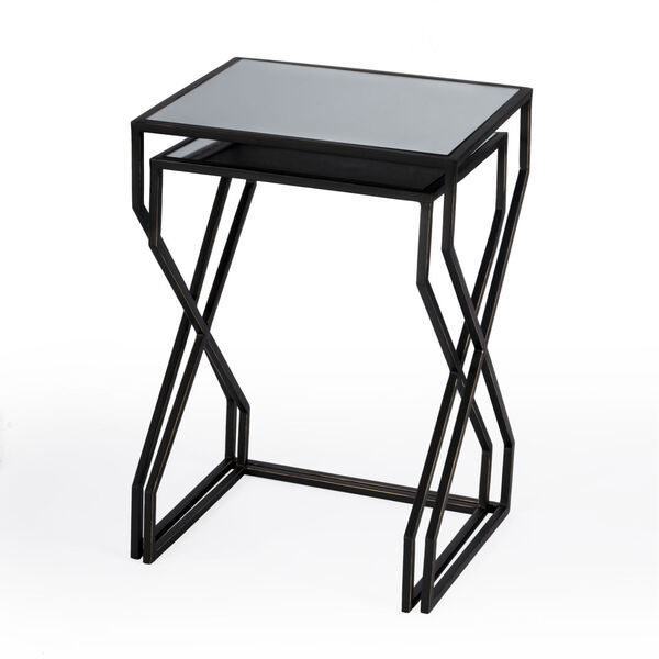 Demi Black Mirrored Nesting Tables, Set of 2, image 3