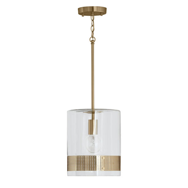 Polished Brass 10-Inch One-Light Mini Pendant with Clear Glass, image 1