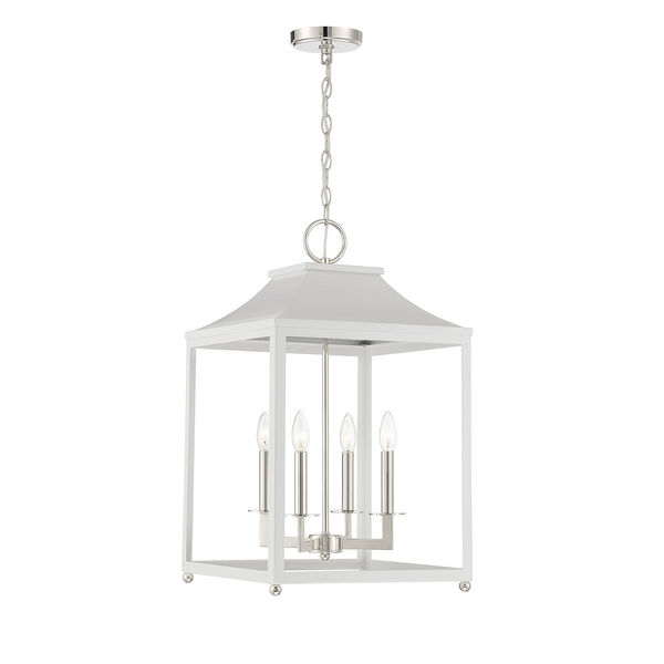 Belmont White with Polished Nickel Four-Light Pendant, image 1