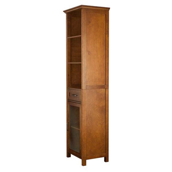 Avery Oak Linen Cabinet with One-Drawer and Three Open Shelves, image 6