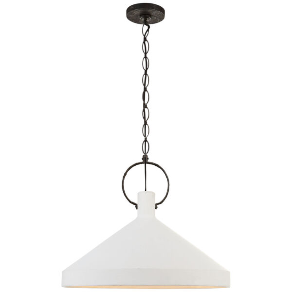 Limoges Grande Pendant in Natural Rust with Plaster White Shade by Suzanne Kasler, image 1