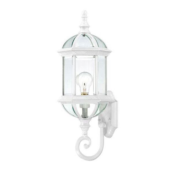 Boxwood White Finish One Light Outdoor Wall Sconce with Clear Beveled Glass, image 1