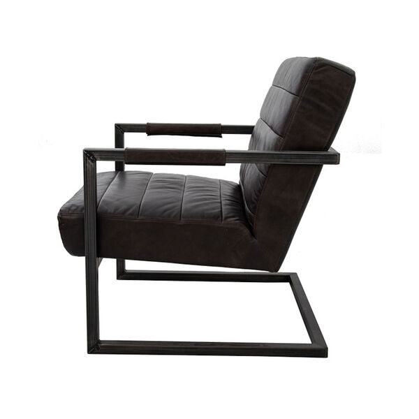 Emmalee Brown Leather Accent Chair with Cast Iron Base, image 5
