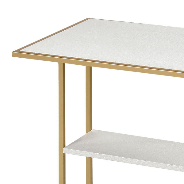 Fawley Gold Accent Table with Faux Leather Table Top, image 5