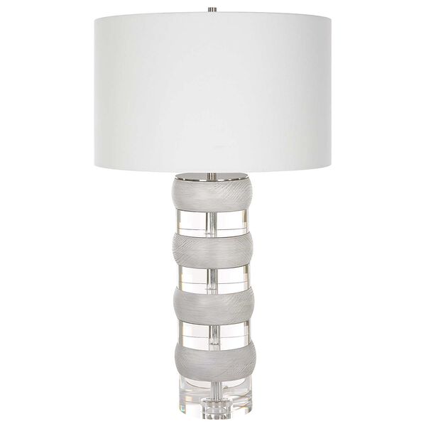 Band Together Brushed Nickel and White Crystal Table Lamp, image 5