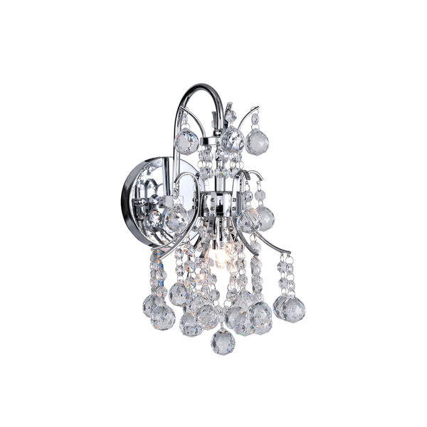 Princess Chrome One-Light Wall Sconce with K9 Clear Crystal, image 1
