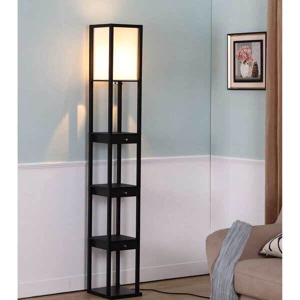 Maxwell Black LED Floor Lamp with Drawer, image 6