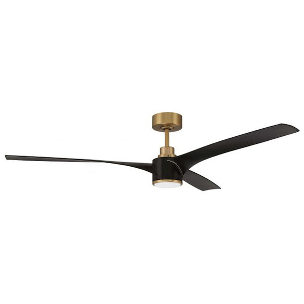 Phoebe Flat Black and Satin Brass 60-Inch DC Motor LED Ceiling Fan, image 1