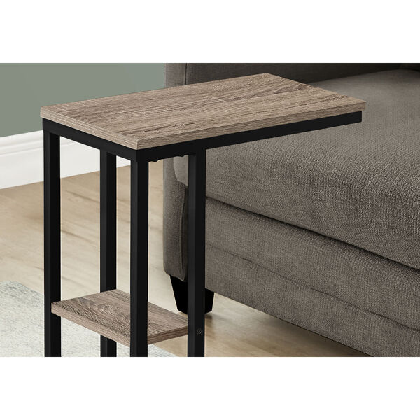 Dark Taupe and Black End Table with Shelf, image 3