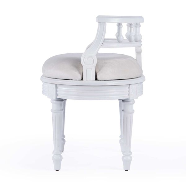 Hathaway Cottage White Upholstered Vanity Seat, image 4