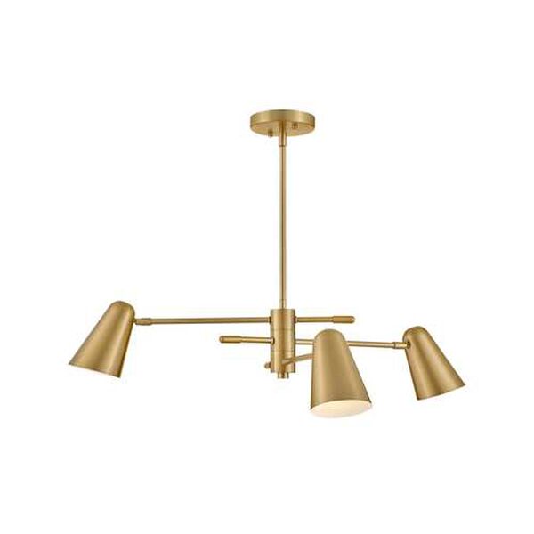 Birdie Lacquered Brass Three-Light LED Chandelier, image 1